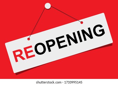A business sign that says ' Reopening '.Vector eps10