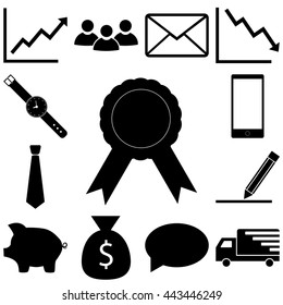 Business signs set. Flat icon vector illustration