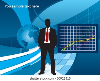 business silhouette and background blue