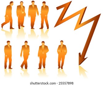 Business silhouettes with graph, element for design, vector illustration