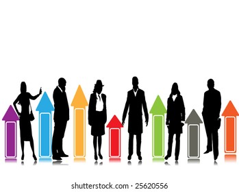business silhouettes and business presentation