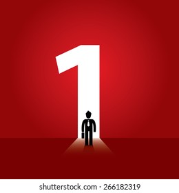 Business silhouettes stand, walk to victory, vector illustration