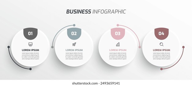 Plantilla de presentación de infografía simple de negocios con ícono de etiqueta circular y número 4