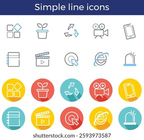 Business simple line icon set, vector illustration
