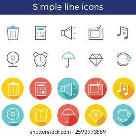 Business simple line icon set, vector illustration