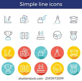 Business simple line icon set, vector illustration