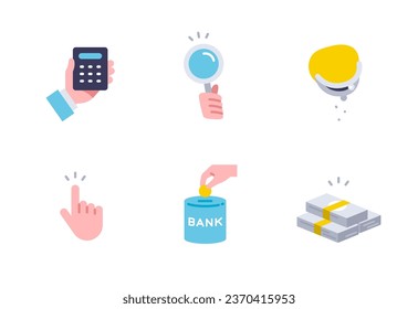 Business simple vector filled icon illustration set material