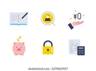 Business simple vector filled icon illustration set material