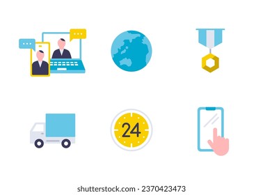 Business simple vector filled icon illustration set material