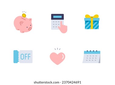 Business simple vector filled icon illustration set material