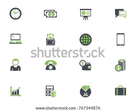 business simple vector icons in two colors