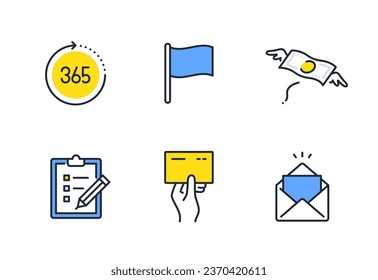 Business simple vector line drawing icon illustration set material