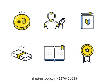 Business simple vector line drawing icon illustration set material