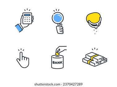 Business simple vector line drawing icon illustration set material