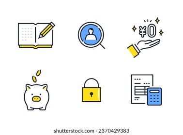 Business simple vector line drawing icon illustration set material