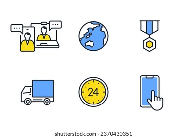 Business simple vector line drawing icon illustration set material