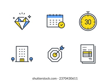 Business simple vector line drawing icon illustration set material