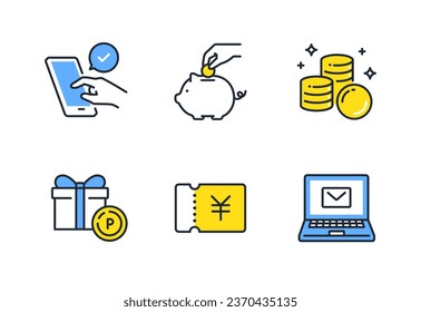 Business simple vector line drawing icon illustration set material