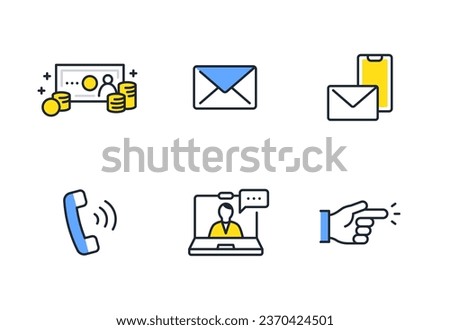 Business simple vector line drawing icon illustration set material