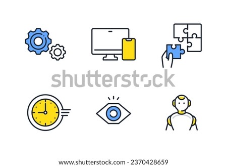 Business simple vector line drawing icon illustration set material