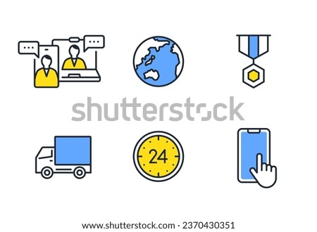 Business simple vector line drawing icon illustration set material
