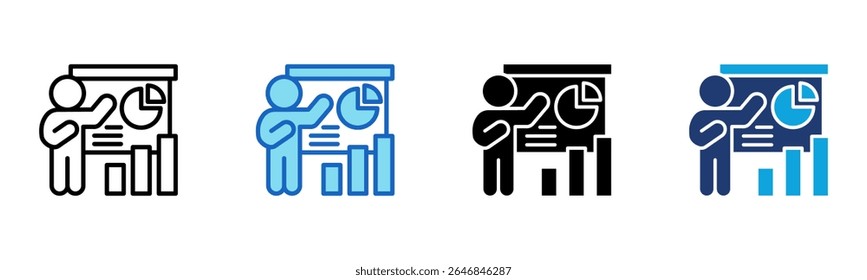 Ícone de simulação de negócios Ilustração de vetor de vários estilos