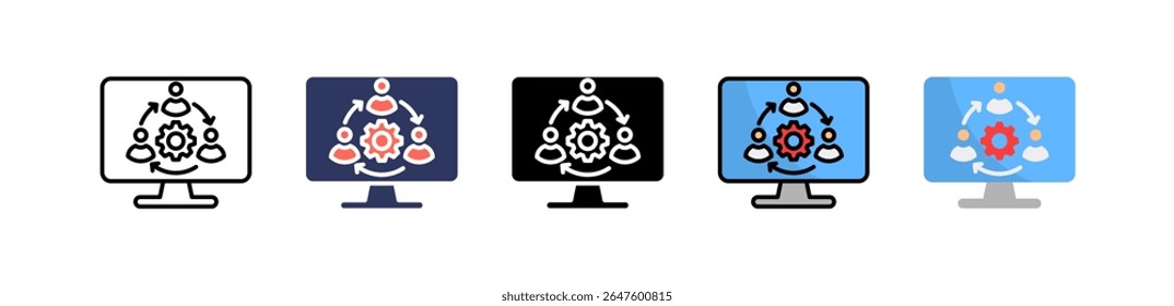 Ícone de simulação de negócios Ilustração de vetor múltiplo