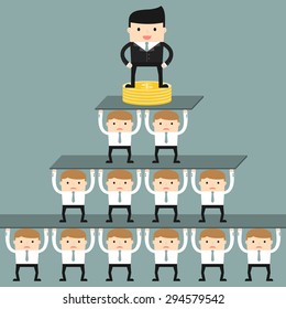 Business situation. Corporate hierarchy in the company. Vector illustration.