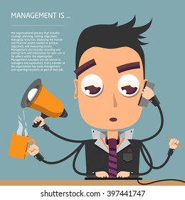 Business situation. Many hands. Vector. 