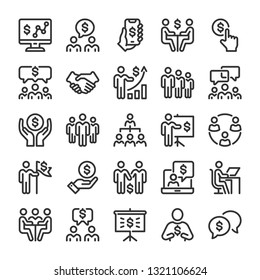 Business situations icons set. Line style