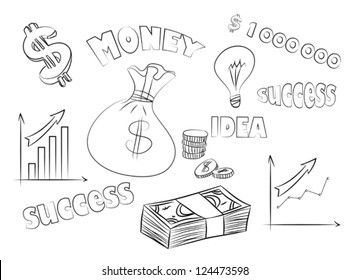 business sketchy set, vector illustration, eps 10