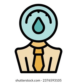 Business skill icon outline vector. Career courage. Work jump color flat