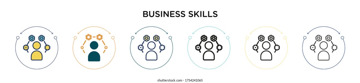 Business skills icon in filled, thin line, outline and stroke style. Vector illustration of two colored and black business skills vector icons designs can be used for mobile, ui, web