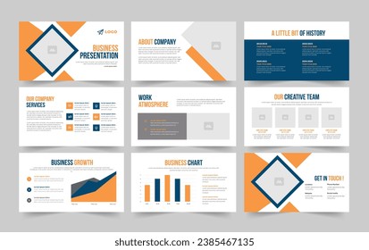 Business slide set design and presentation  slide set template.