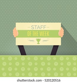 Business Slogans and Motivation Quote Text, Staff of The Week Concept Flat Style Illustration