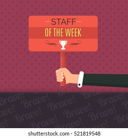 Business Slogans and Motivation Quote Text, Staff of The Week Concept Flat Style Illustration