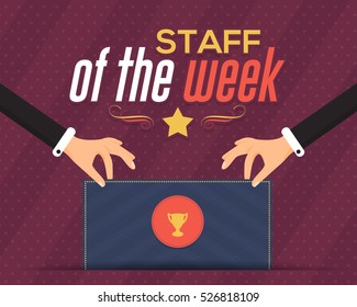 Business Slogans and Motivation Quote Text, Staff of The Week Concept Flat Style Illustration