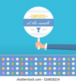 Business Slogans and Motivation Quote Text, Employee of The Month Concept Flat Style Illustration