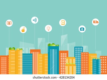 business smart city and  social   connection concept