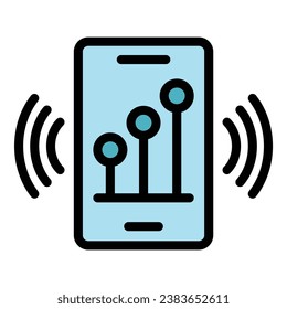 Business smartphone icon outline vector. Solution creative. Success teamwork color flat