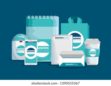 business smartphone with notebooks and cd inside envelope with plastic cup