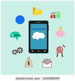Business smartphone technology device display cloud internet concept