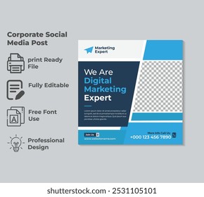 Business Social Media Banner Design, Modern Digital Social Media Post Template, Marketing, Web Banner, Sale, Vector Illustration
