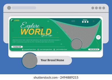 business social media design Facebook cover template web banner template with green colore.