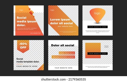 Business social media layout set, instagram and facebook templates, elegant graphic banners, minimalist square posts, editable design for multipurpose use, universal vectors for company advertising