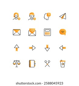 Business and social media - line design style icons set