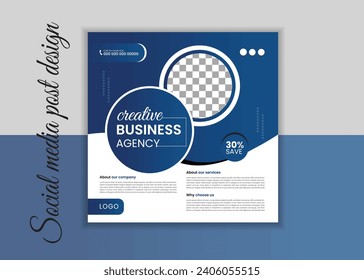 Business social media post Corporate social poster design. Template vector illustration template in  modern Graphic design. Layout with round graphic elements 1000x1000 size. Business corporate design