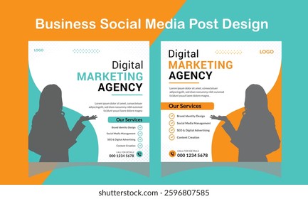 Business social media post square flyer Digital marketing banner template