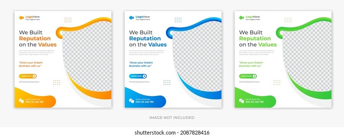 Business social media post template design, creative digital marketing corporate vector design