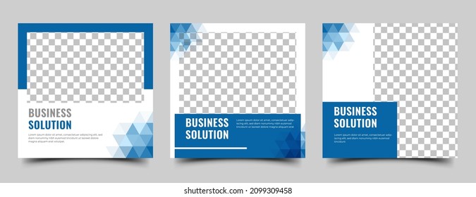 Business social media post template design. Set of editable modern square banner with place for the photo.